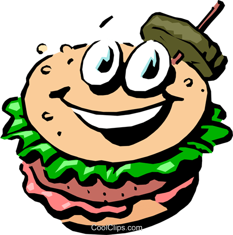 Cartoon Hamburger Royalty Free Vector Clip Art Illustration - Cartoon Hamburger (475x480)
