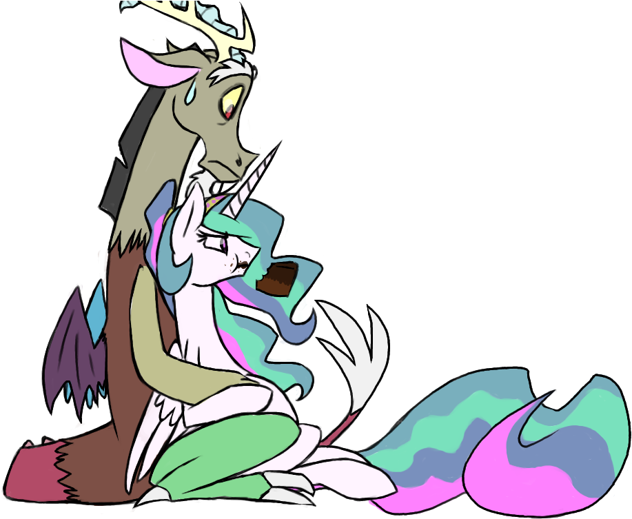 Cakes Are Good By Hansuoddie On Deviantart - Mlp Celestia And Discord Pregnant (1024x768)