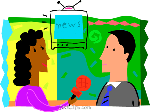 Journalist Clipart Television Interview - Clip Art News Reporter (480x359)