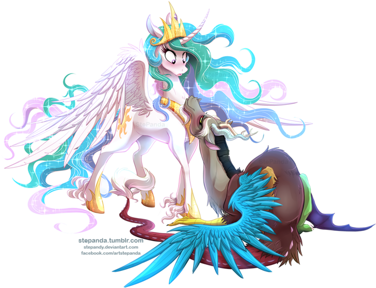 Mi Amigo, Amigos, Mi Pequeño Pony, Búsqueda, Discordia, - Celestia X Discord (766x600)
