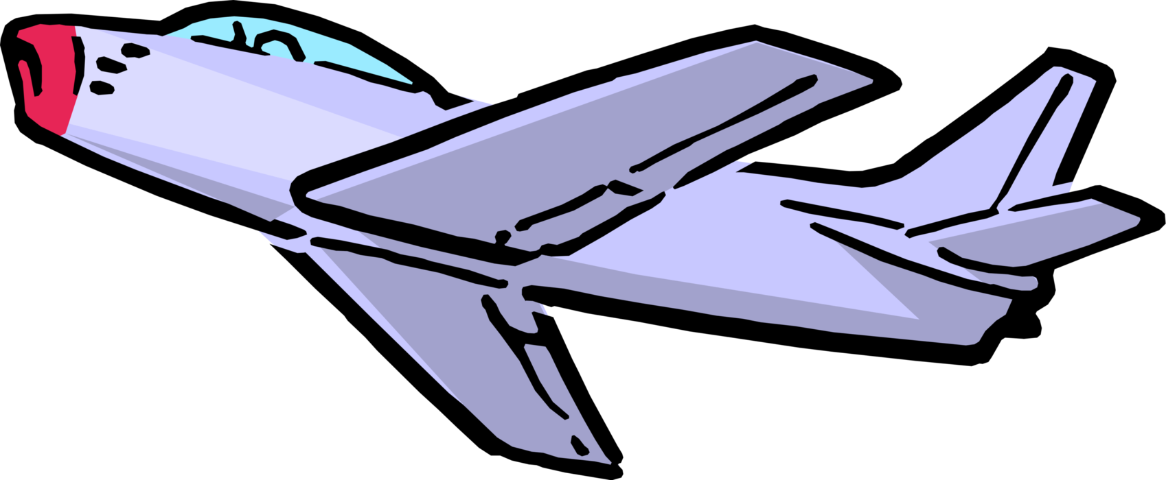 Vector Illustration Of North American Sabrejet F-86 - Cartoon Jet (1698x700)