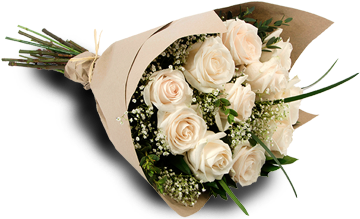 Spontaneous Passion White - White Rose Bouquet Transparent (382x382)