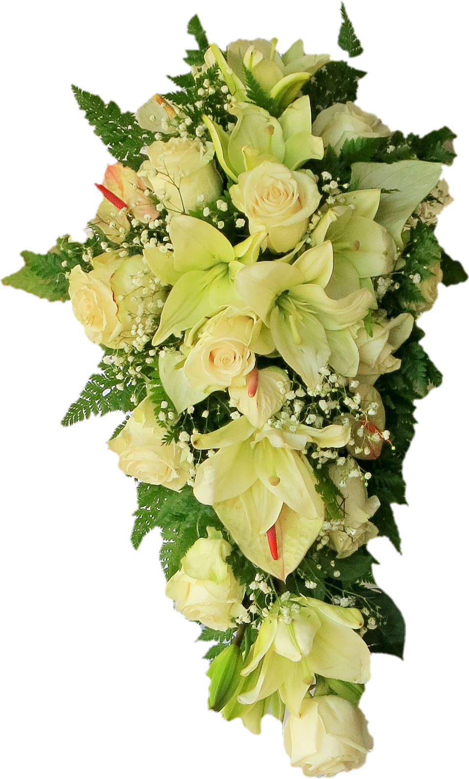 Hanging Bouquet - Hanging White Flowers Png (958x1590)