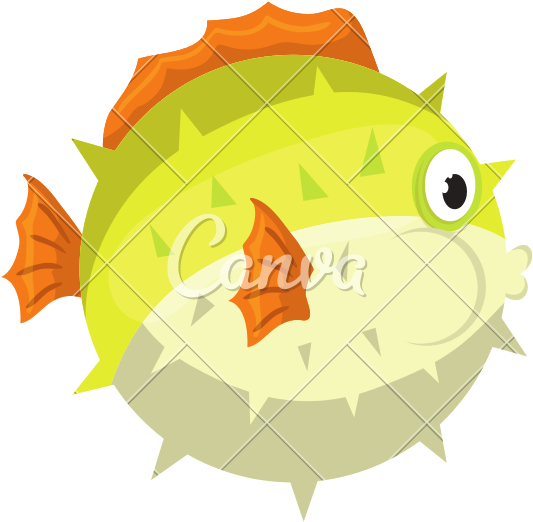 Sea Blowfish Cartoon - Blowfish Cartoon (800x800)