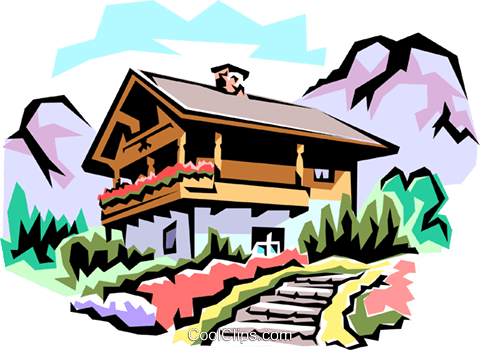 Swiss Chalets Royalty Free Vector Clip Art Illustration - Swiss Chalet Clip Art (480x350)