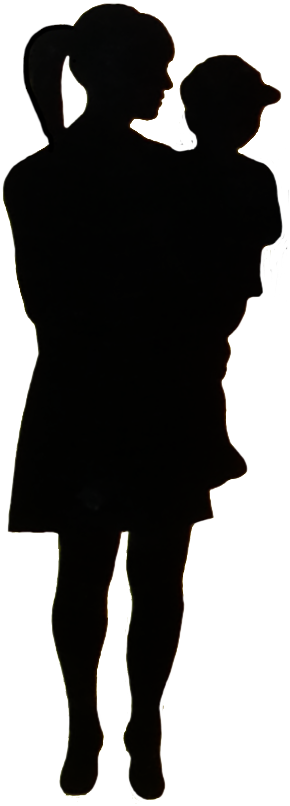 Silhouette Of Man, Woman With Child - Women And Children Clipart (318x809)