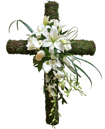Natural Cross - Cross With Flowers Png (400x525)