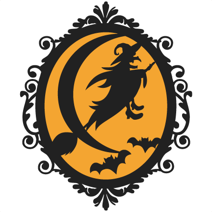 Halloween Witch Frame Svg Scrapbook Cut File Cute Clipart - Cute Witch Silhouette Transparent (432x432)