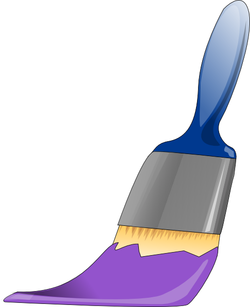Paint Brush Clipart Purple - Paint Brush With Purple Paint (486x598)