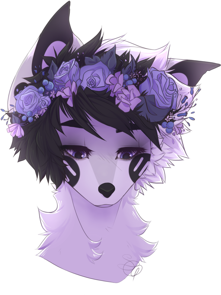 Flower Crown Doggo By Sleepygrim On Deviantart Flower - Wolf With A Flower Crown (802x995)