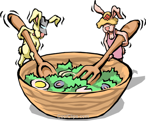 Rabbit With Salads Royalty Free Vector Clip Art Illustration - Salad (480x397)