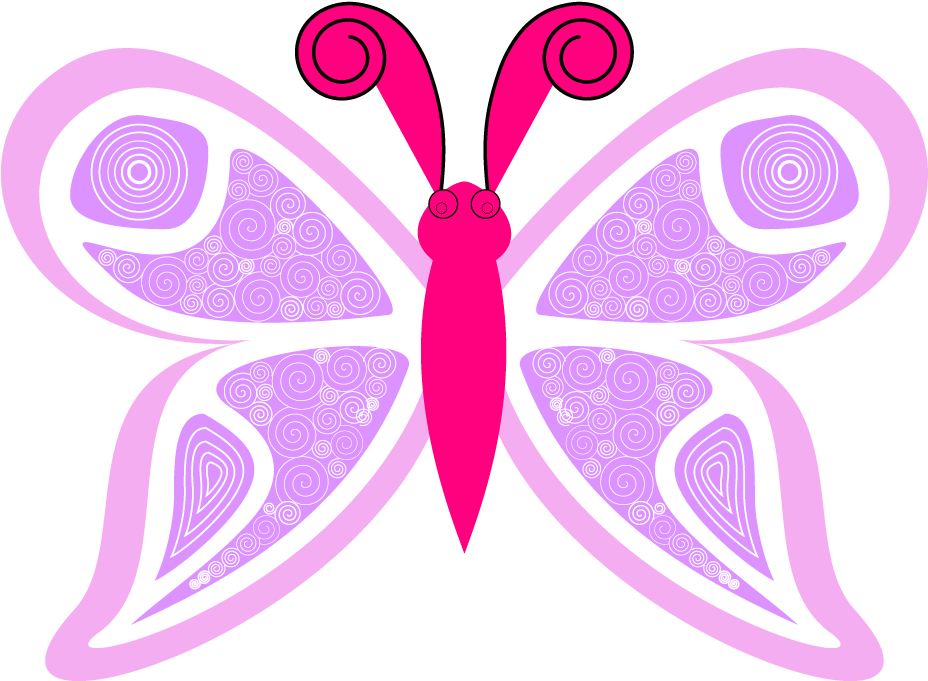 Butterfly Vector Png Cute Swirly Butterfly Vector - Pink Purple Butterfly Name Tote Bag, Adult Unisex, (1020x680)