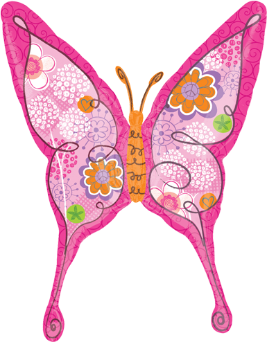 37" Pink Floral Swallowtail Butterfly Foil Balloon - Accessori Feste Di Compleanno Con Le Farfalle (500x500)