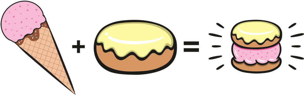 Stuffed Ice Cream Scoops Glaze Donut Cruff - Stuffed Ice Cream (1000x314)