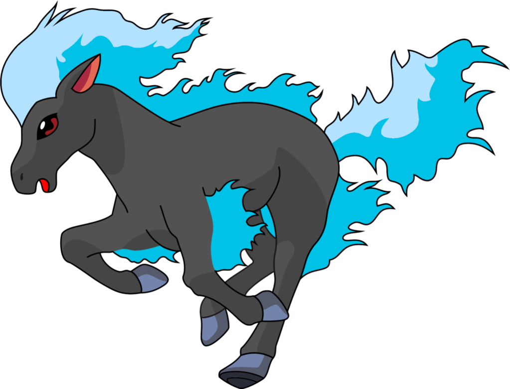 Black Ponyta With Blue Flames By Kostyurik - Ponyta Pokemon (1023x781)