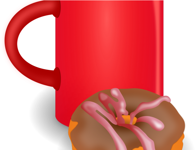 Doughnut Clipart Coffee - Cup Of Coffee With Donut Charms (640x480)