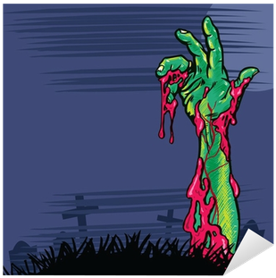 Zombie Hand Coming Out The Ground Illustration Sticker - Illustration (400x400)