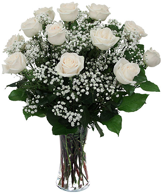 Dozen White Roses - Happy Valentines Day White Toses (445x390)