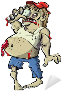 Red Neck Zombie Cartoon With Big Belly Sticker • Pixers® - Cartoon (400x400)