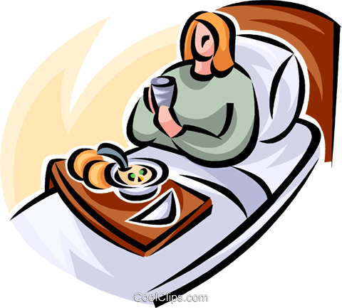 Woman In A Hospital Bed Having A Meal - Woman In A Hospital Bed Having A Meal (480x433)