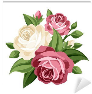Pink And White Vintage Roses - Vintage Flower Vector Png (400x400)
