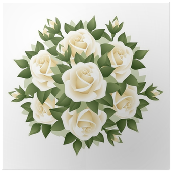 Bouquet Of White Roses - Illustration (400x400)