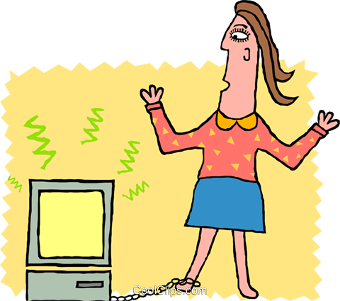 Business Woman Chained To Computer Royalty Free Vector - Business Woman Chained To Computer Royalty Free Vector (480x425)