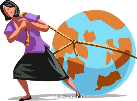 Businesswoman Dragging The World Royalty Free Vector - Cartoon (480x356)
