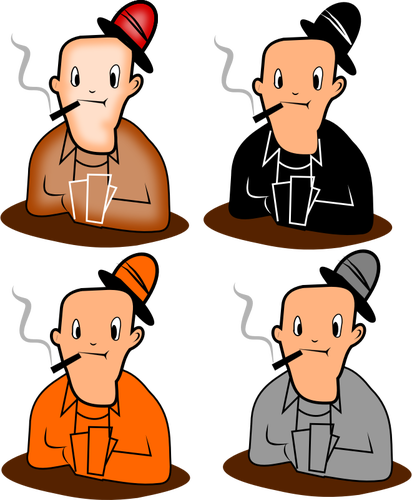 Vector Drawing Of Funny Card Player Cartoon Character - การ์ตูน เล่น การ พนัน (412x500)