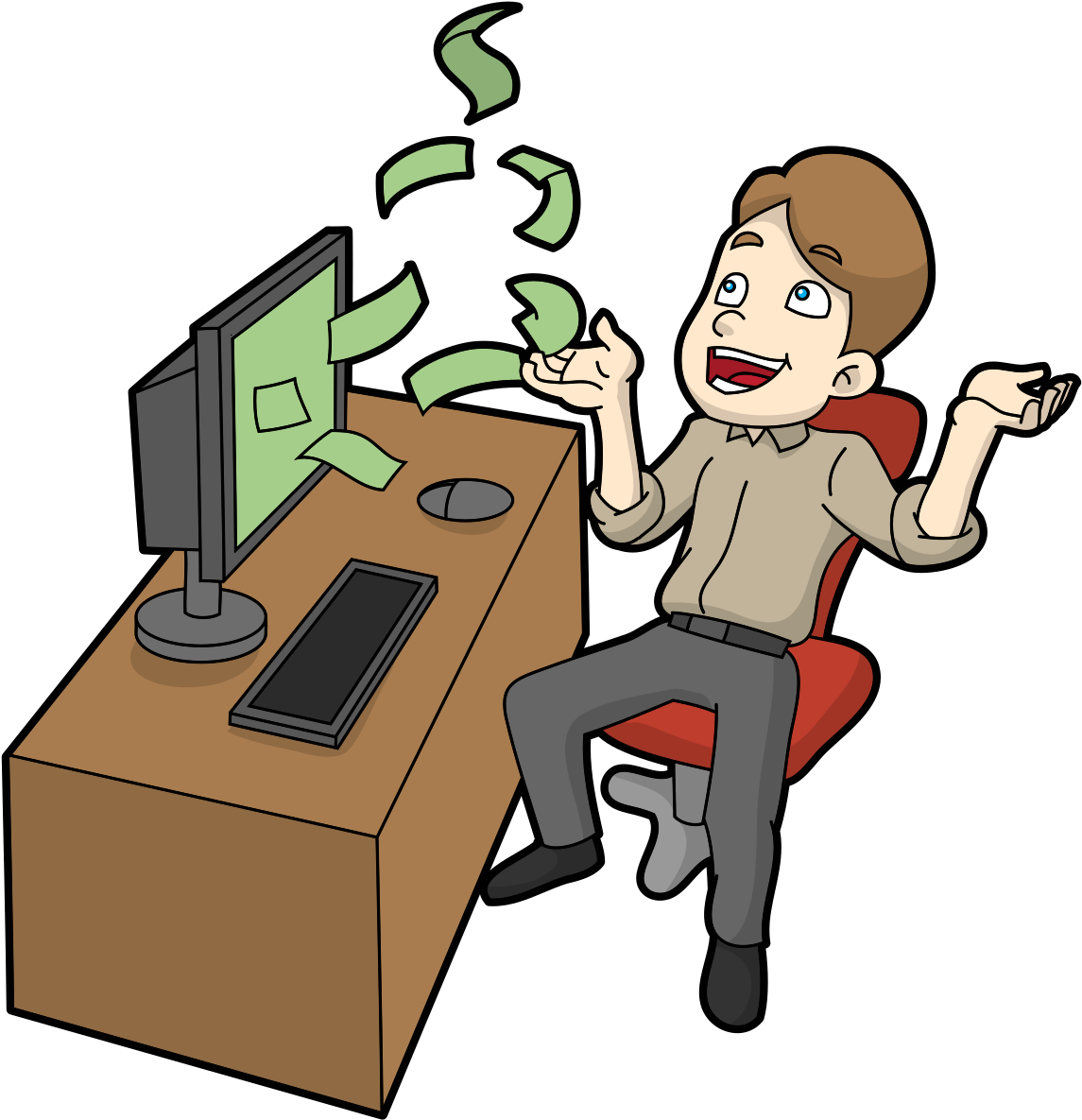 Cartoon Man Making Lots Of Money Online - Money (1320x1320)