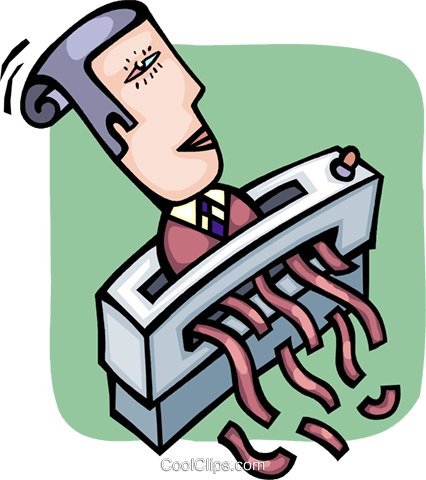 Man Going Through A Paper Shredder Royalty Free Vector - Royalty-free (426x480)