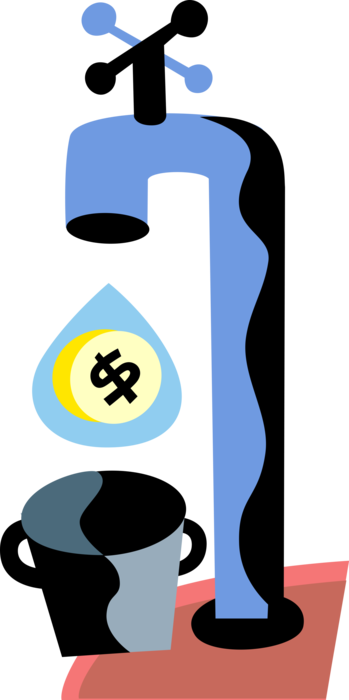 Vector Illustration Of Dripping Financial Spigot Tap - Vector Illustration Of Dripping Financial Spigot Tap (349x700)