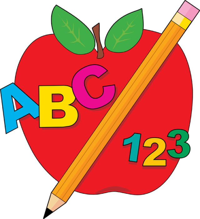 School Apple Clip Art - School Clipart (640x703)