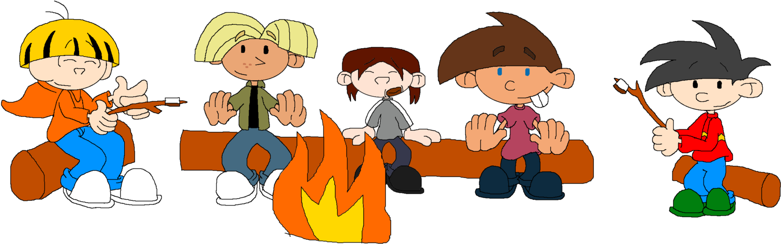Roasting Marshmallows And Sharing Storys By Shiftythedingoman - Cartoon (1577x507)