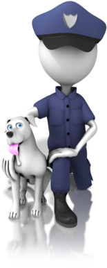 Police Officer With The Megaphone Stock Photo - Stick Figure Police Dog (300x400)
