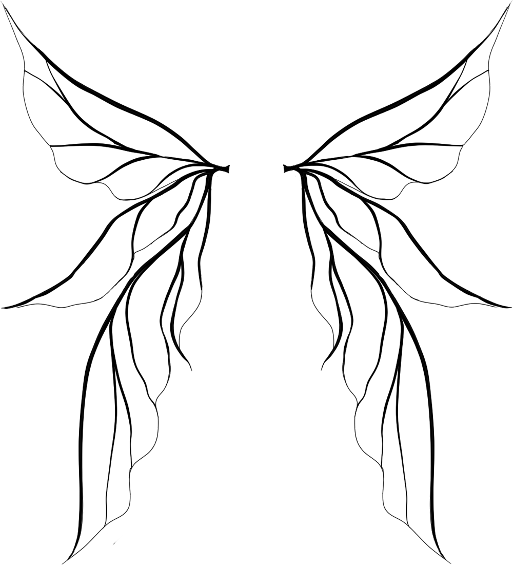 Tinkerbell Wings Drawing - Fairy Wings Black And White (1000x1100)