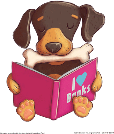 Dog With Bone Reading An I Heart Books Book - Paws For Books Book Fair (421x521)