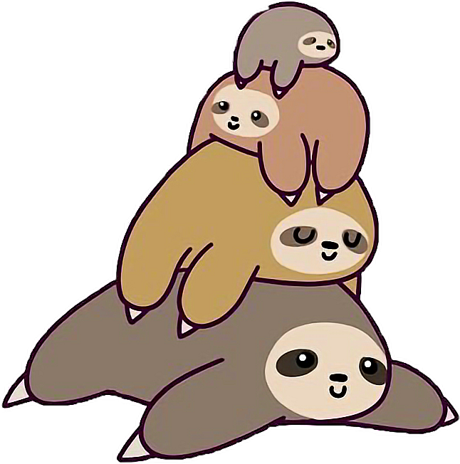 Sloths Kawii Cute Unicornfreetoedit - Cute Cartoon Sloths (646x652)
