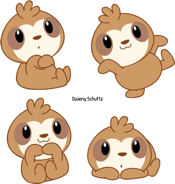 Chibi Sloth By Daieny - Sloth Kawaii (600x635)