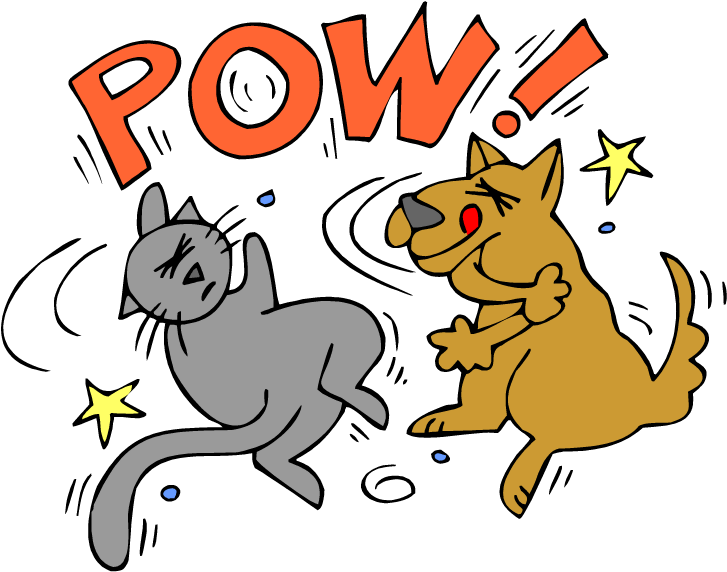 Show Clipart Animals Cartoons A G Dogs Fighting Over - Cat And Dog Fighting Cartoon (750x571)