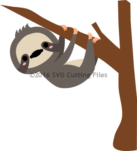 Sloth In Tree - Silhouette Sloths (455x500)