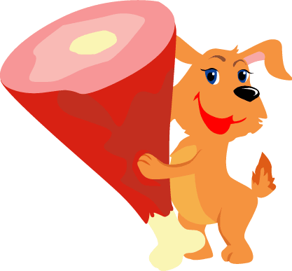 Download Meat Clip Art ~ Free Clipart Of Cheeseburger, - Dog And Meat Cartoon (417x387)