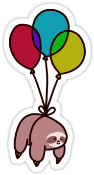 Balloon Sloth By Saradaboru - Sloth Stickers (375x360)