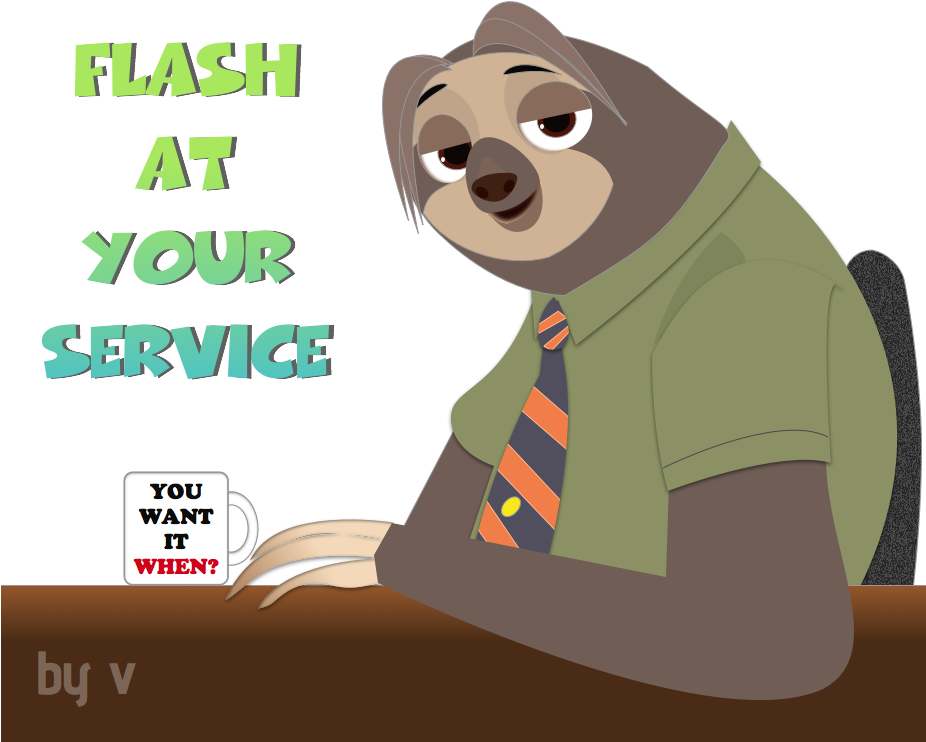 Flash The Glorious Sloth From Zootopia By Spnick On - Zootopia Flash Thank You (925x764)