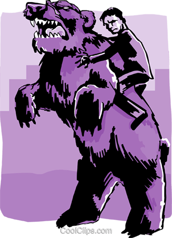Business / Riding A Bear Market Royalty Free Vector - Illustration (347x480)
