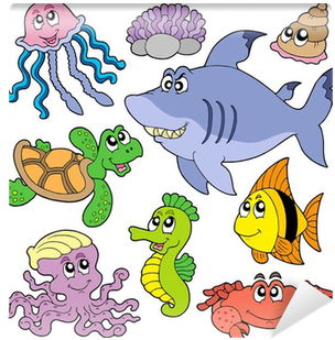Sea Fishes And Animals Collection 2 Wall Mural • Pixers® - Animales De Agua Salada Animados (400x400)