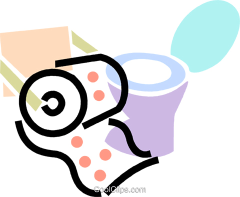 Toilet With Toilet Paper And Hand Towels Royalty Free - Toilet With Toilet Paper And Hand Towels Royalty Free (480x394)