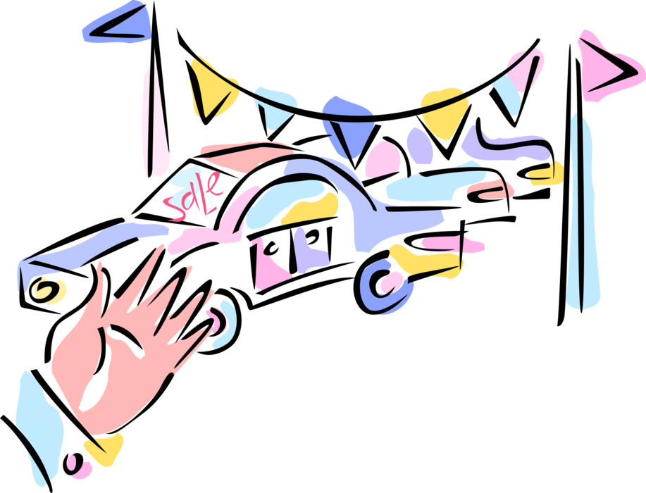 Vector Illustration Of Automobile Used Car Sales Lot - Car (917x700)