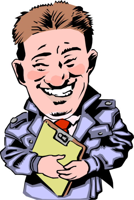 Vector Illustration Of Typical Used Car Salesman With - Wine Supply Chain (471x700)