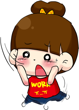 24 Cute Little Naive Girl Emoji Gifs - 紧张 卡通 (350x436)